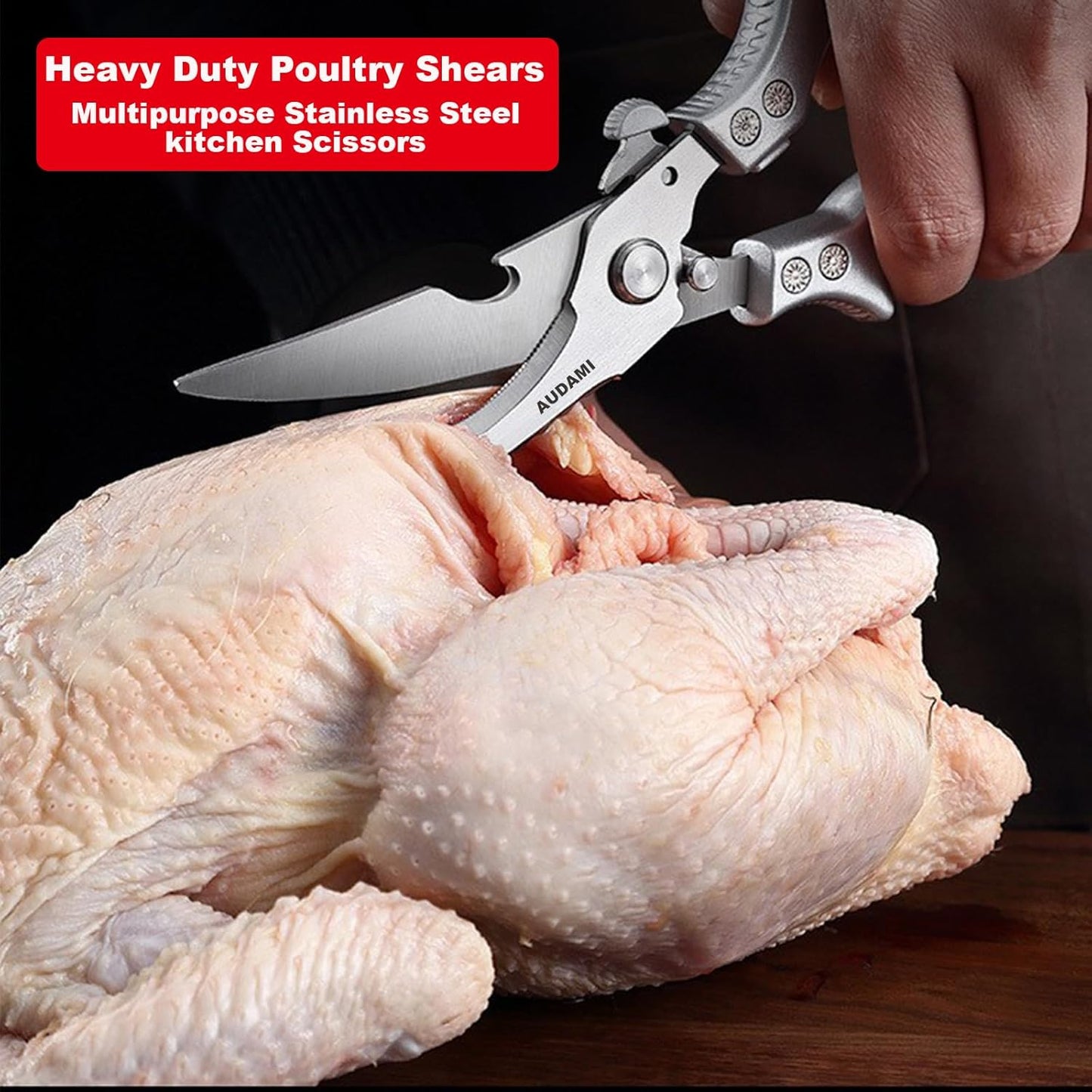 2 Pack Kitchen Shears,Heavy Duty Stainless Steel All-Purpose Poultry Meat Scissors for Cooking-Dishwasher Safe