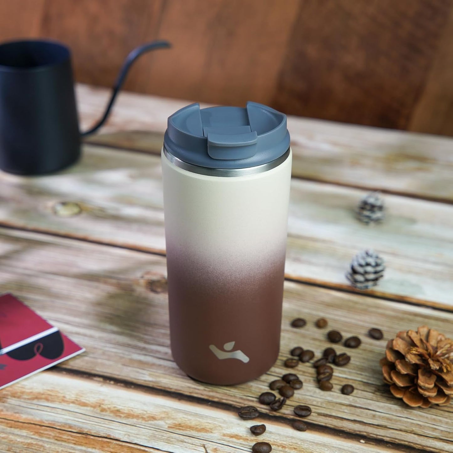 Tumbler with Lid, 16 oz Travel Coffee Mug Double Wall Vacuum Stainless Steel Thermal Metal Cup Insulated Water Bottle,Latte