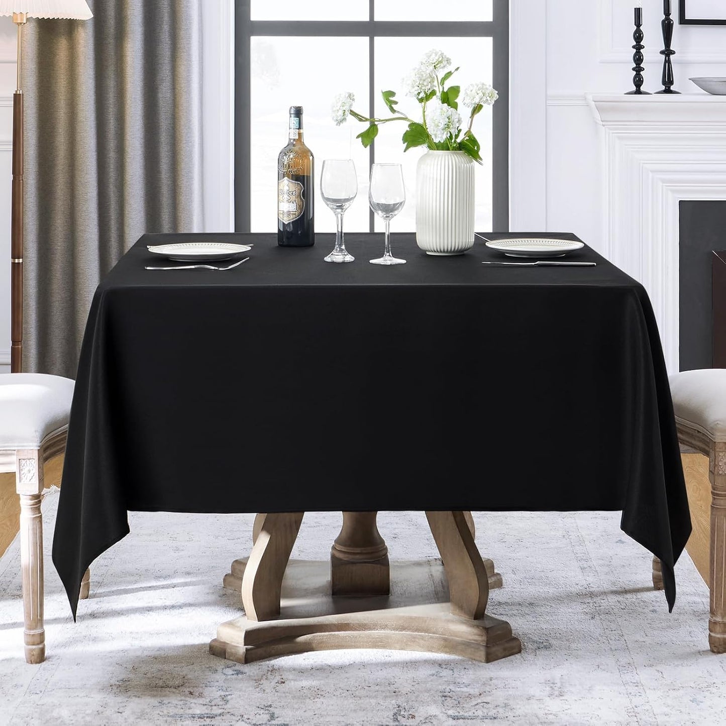 Square Tablecloth 52 x 52 Inch Black 10 Pack Tablecloths Stain-Wrinkle Resistant Washable Polyester Table Cloths for Holiday, Buffet Parties,and Wedding