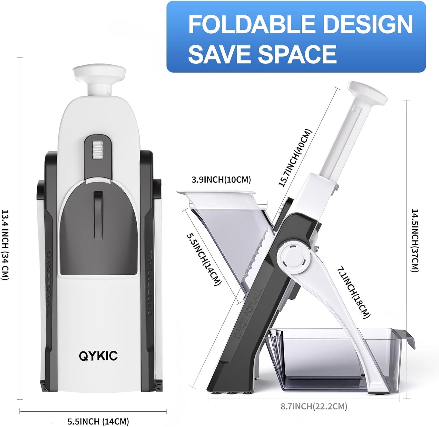 Safe Mandoline Slicer, Potato Clips Vegetable Food Cutter, Thickness Adjustable for Cucumber Onion Lemon with Vegetable Peeler (Only Slicer) Grey