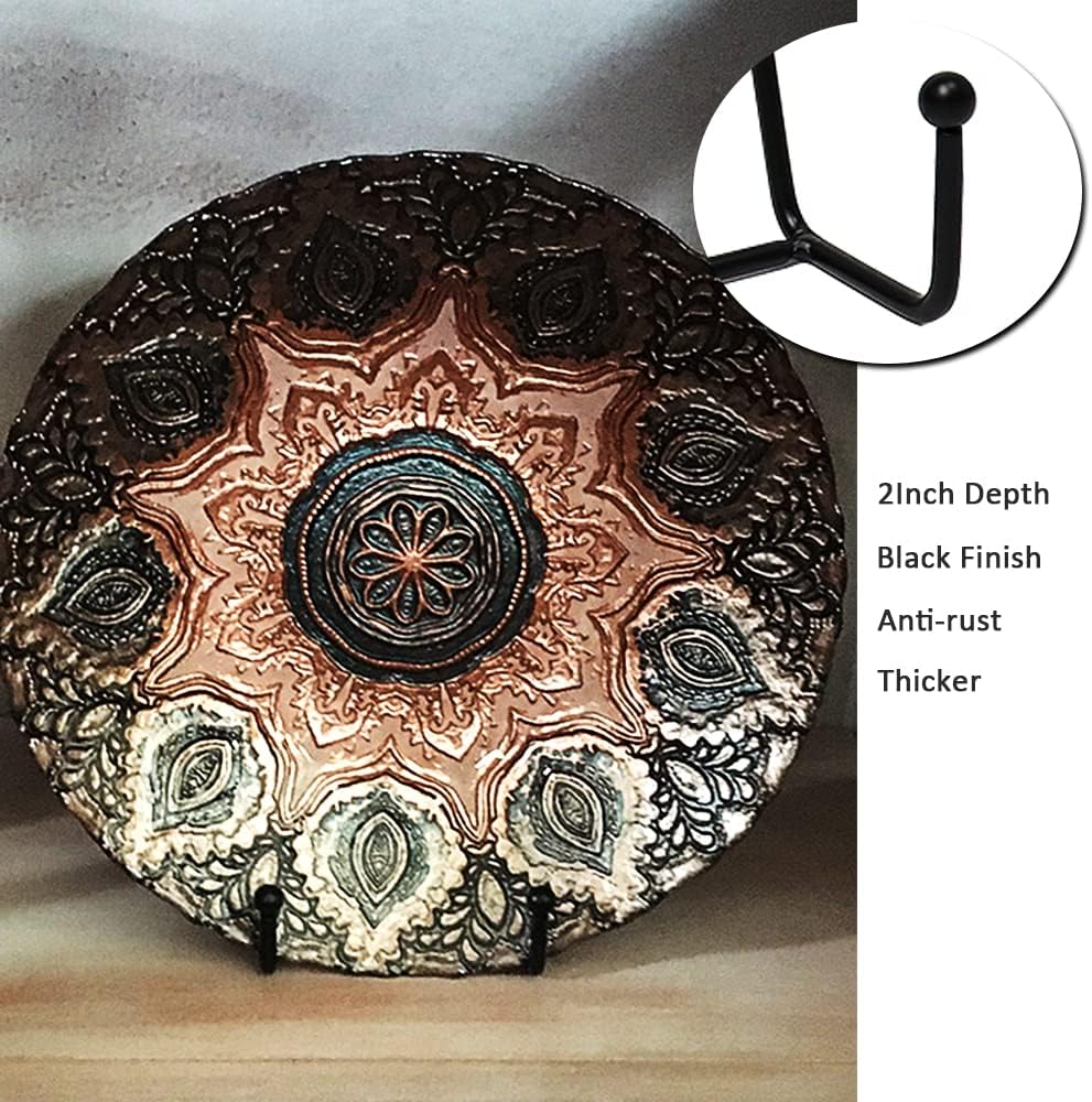 7 Pack 8 Inch Large Plate Stands for Display, Metal Black Plate Holder Display Stand, Picture Frame Stands for Book, Photo Easel, Decorative Plates