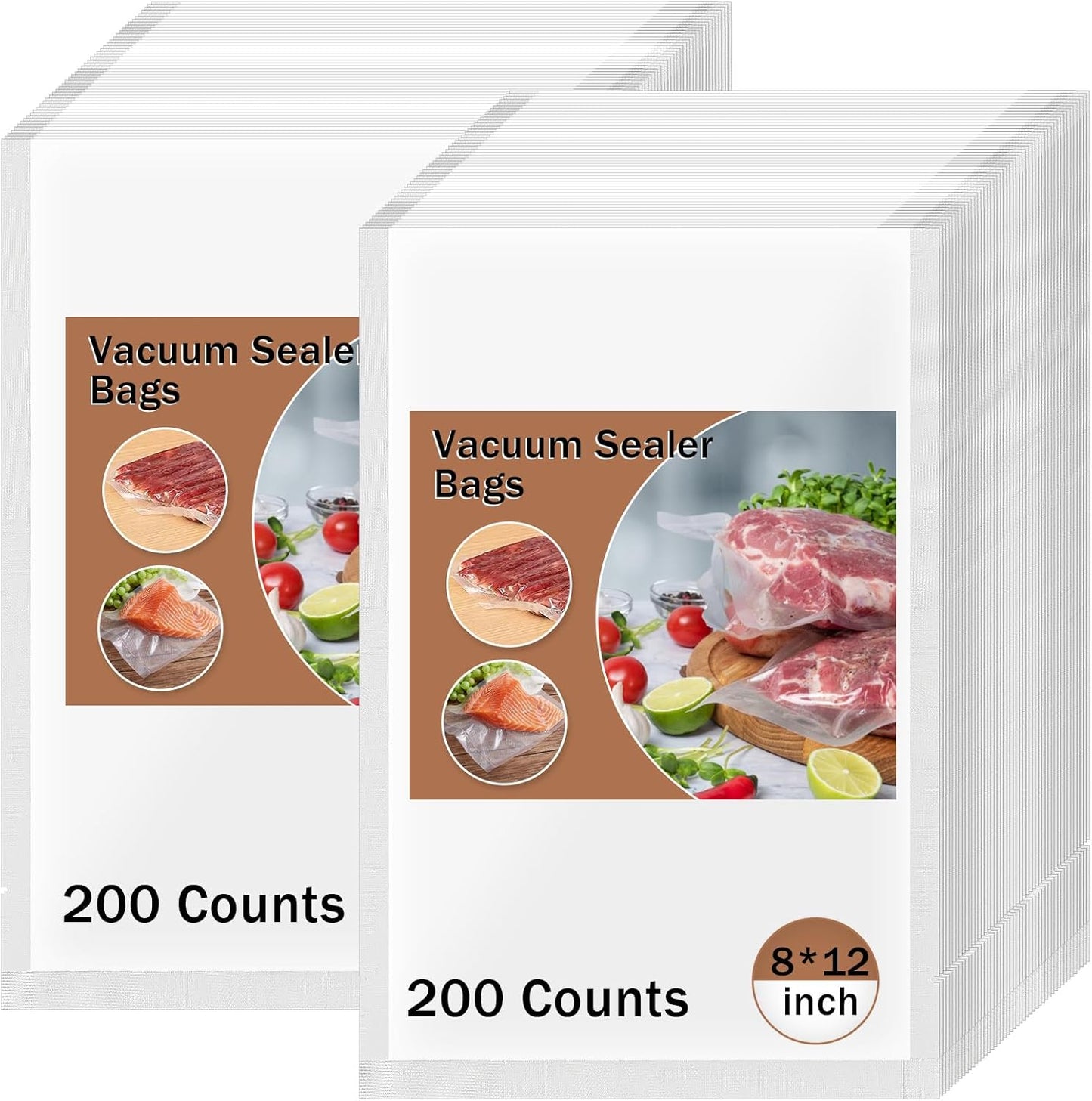 200 Quart Vacuum Sealer Bags for Food, 8" x 12" Precut Vacuum Sealer Bags, BPA Free Vacuum Seal Storage, 4mil Thick Vacuum Sealer Bags for Sous Vide and Freezer