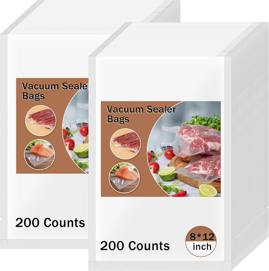 200 Quart Vacuum Sealer Bags for Food, 8" x 12" Precut Vacuum Sealer Bags, BPA Free Vacuum Seal Storage, 4mil Thick Vacuum Sealer Bags for Sous Vide and Freezer
