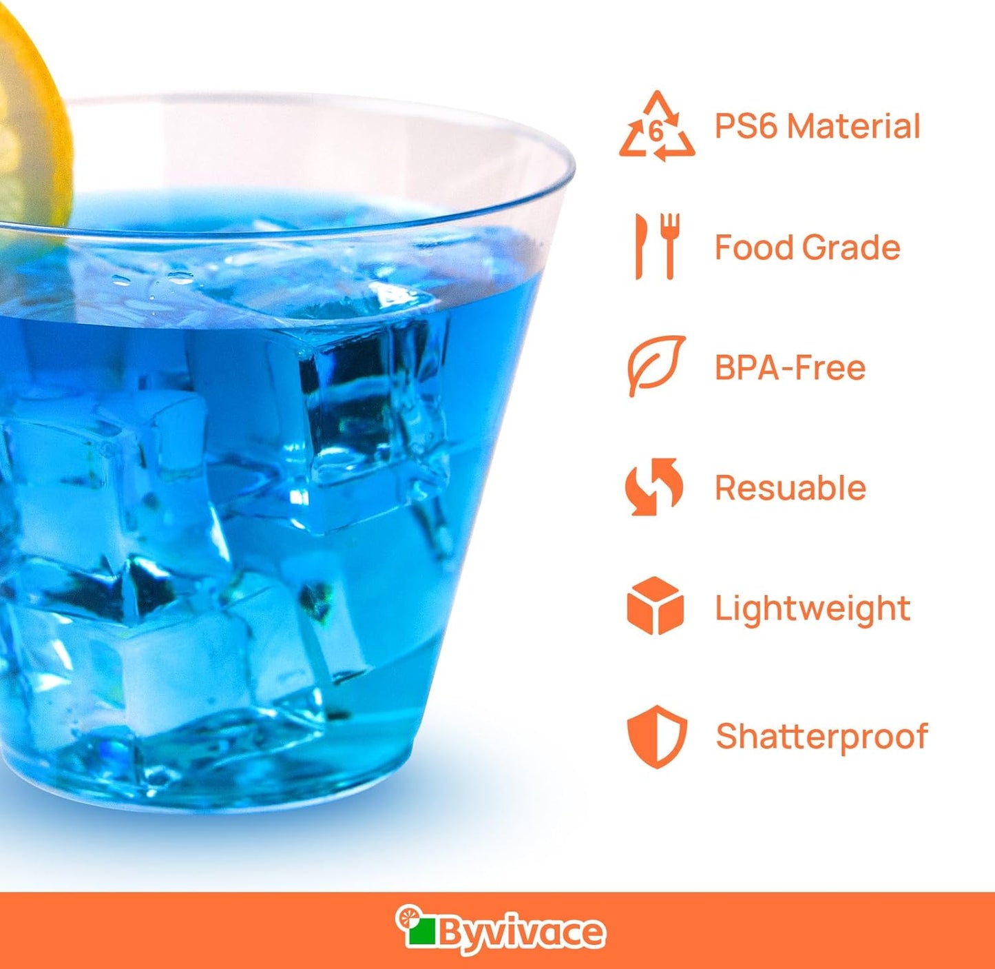 50Counts 9OZ. Clear Plastic Cups, Disposable Cups Classic 9 Ounce Squat Cups Party Tumblers Plastic Wine Glasses Disposable Party Wedding Events