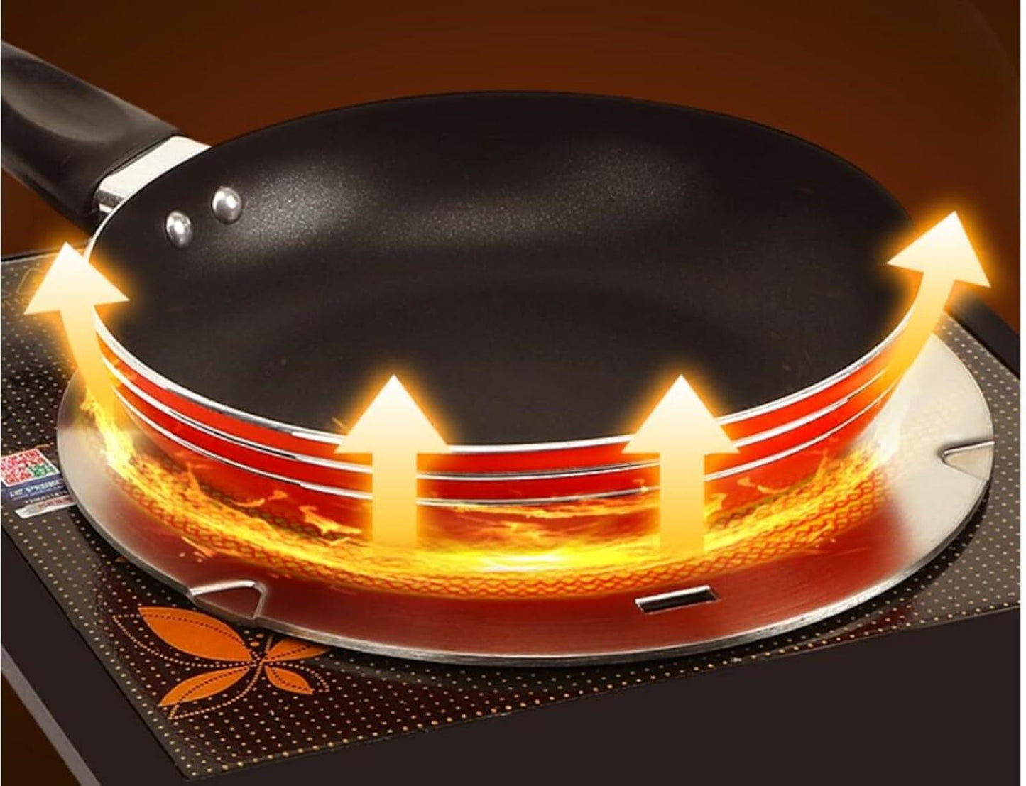 Induction Cooktop Adapter Plate, Heat Diffuser for Gas Stove Cooktop, Beswarmy Stainless Steel Induction Converter Disk Simmer Plate with Detachable Handle 22cm