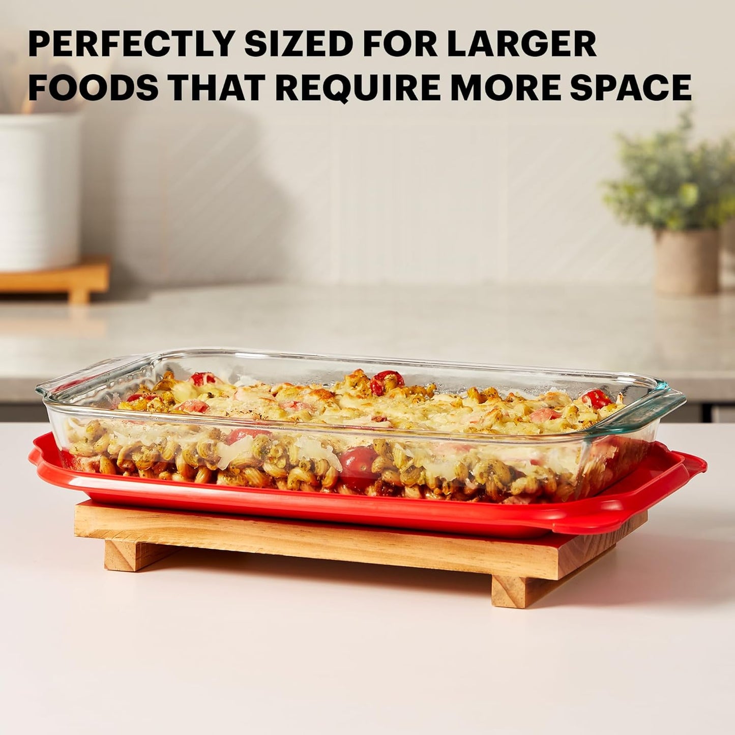 Pyrex Basics 3-Pack Glass Baking Dish Set (2QT, 3QT, 4.8QT) With BPA-Free Lids, Rectangular Glass Bakeware, Dishwasher, Microwave, Freezer & Pre-Heated Oven Safe