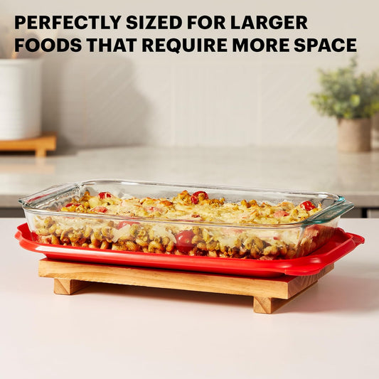 Pyrex Basics 3-Pack Glass Baking Dish Set (2QT, 3QT, 4.8QT) With BPA-Free Lids, Rectangular Glass Bakeware, Dishwasher, Microwave, Freezer & Pre-Heated Oven Safe
