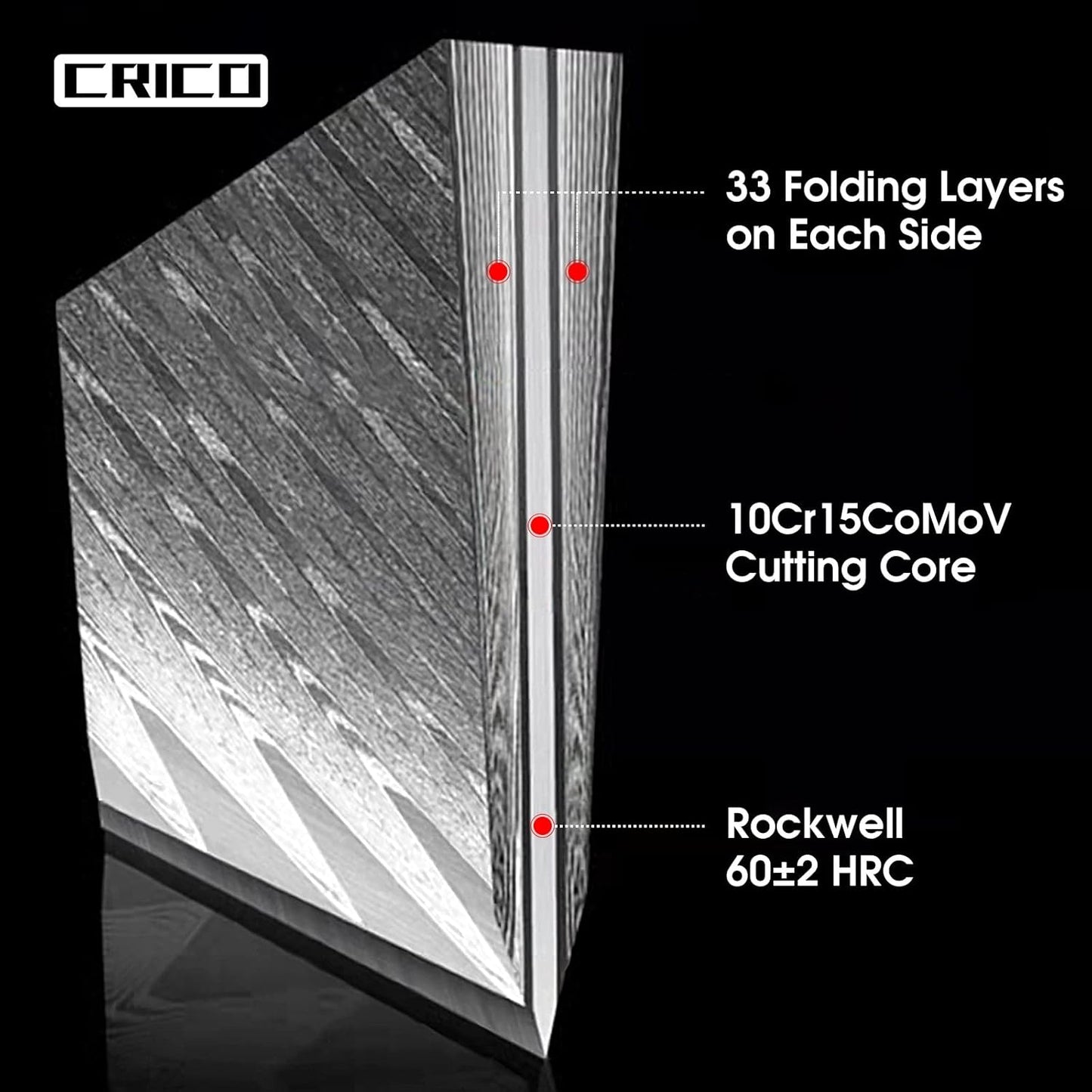 CRICO Paring Knife 5 inch, Kitchen Utility Knife, Fruit Paring Knives, VG10 Damascus Super Steel Forged 67-Layers, Full Tang Wood&Resin Handle, Gift Box - Flow Series