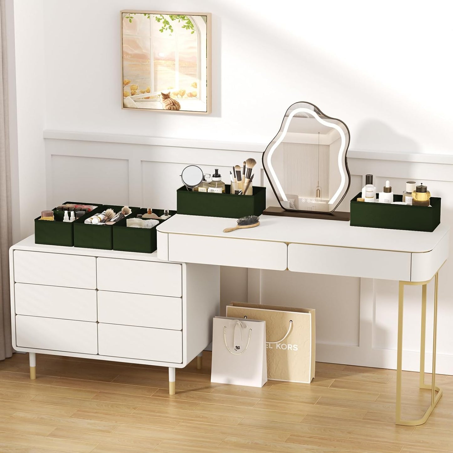 DIMJ Drawer Organizer Clothes Storage - 18 Pack Baby Dresser Organizer for Nursery, Foldable Closet Drawer Organizer Bins for Bedroom Organization, Fabric Storage Dividers for Socks, Underwears, Green