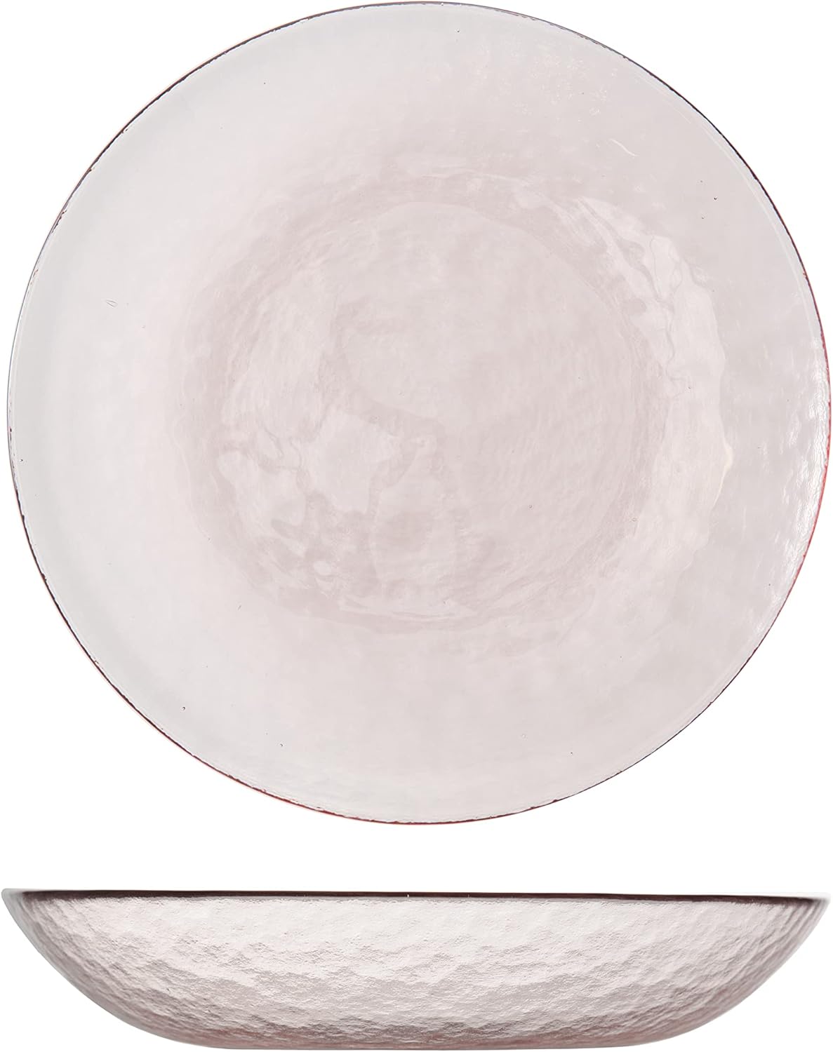 FORTESSA Los Cabos Tableware, 16-Piece Glass Dinnerware Set with 4 Dinner Plates, 4 Salad Plates, 4 Coupe Bowls and 4 Cereal Bowls, Dishwasher-Safe Glass Plate Set, Pink