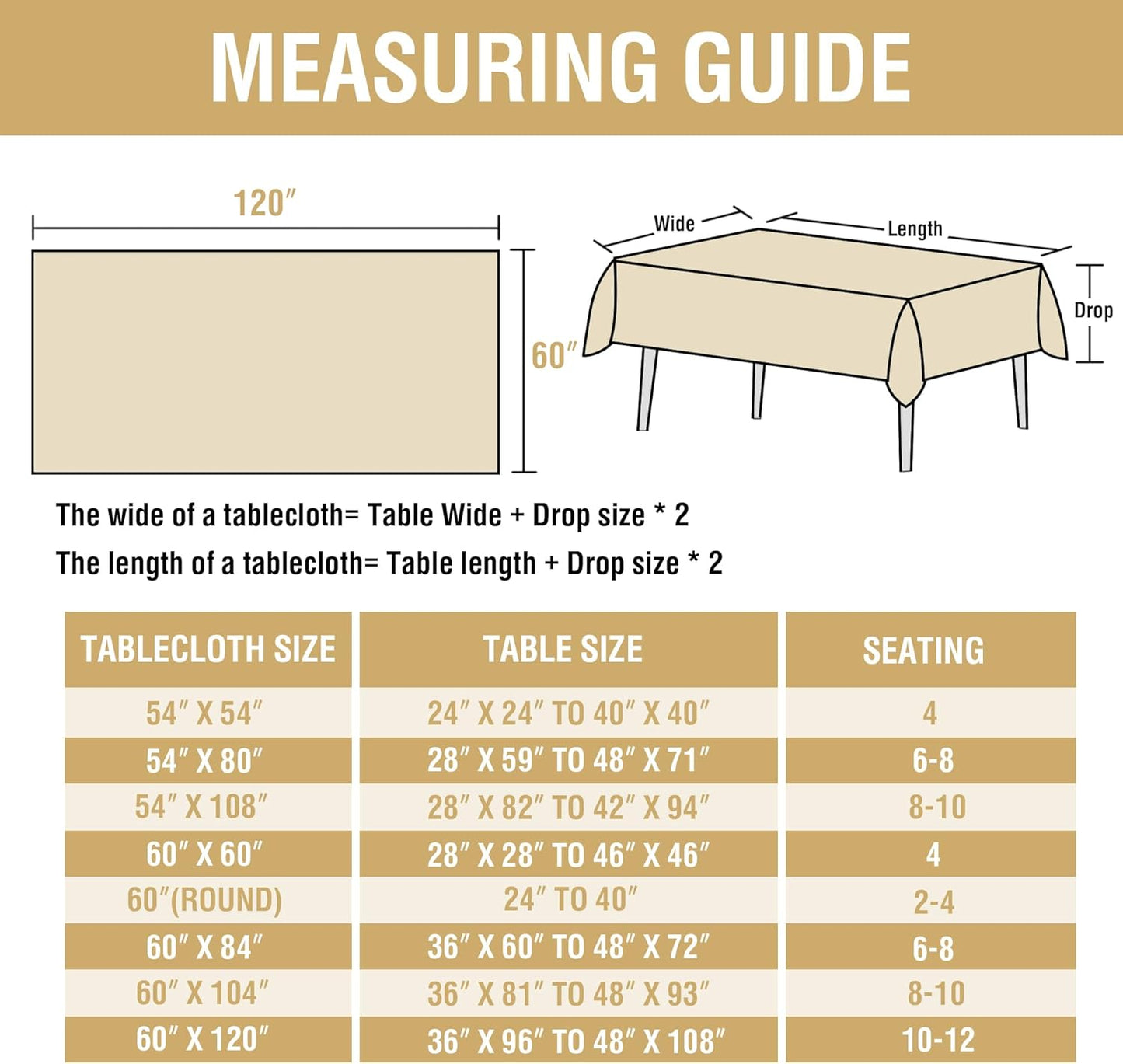 H.VERSAILTEX Linen Table Cloths Rectangle 60 x 120 Inch Premium Tablecloth Spill-Proof Waterproof Table Cover for Dining Buffet Feature Extra Soft and Thick Fabric Wrinkle Free, Natural