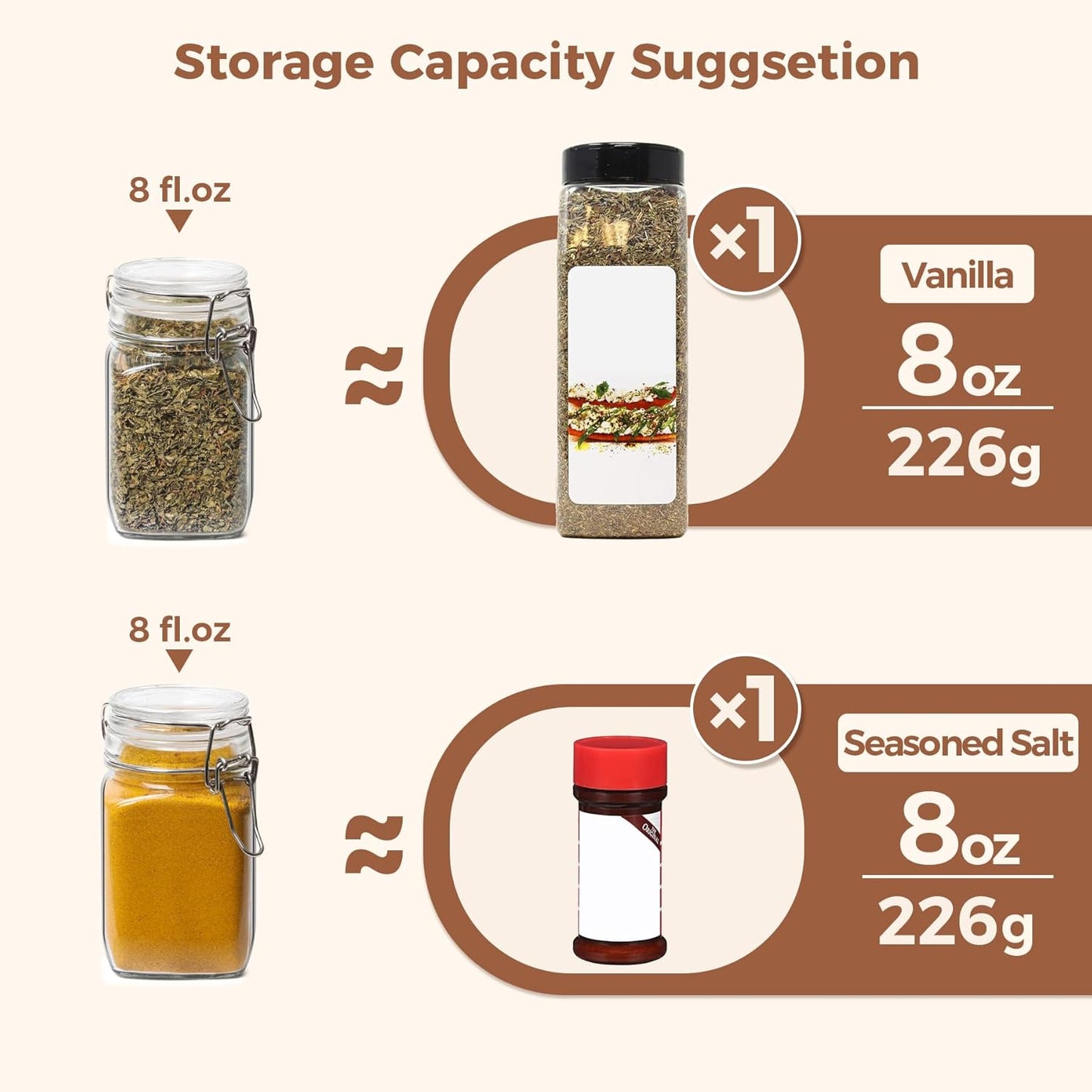 ComSaf Small Glass Jars with Airtight Lid Set of 12, Spice Jars 8 oz, Mason Jar 8 oz, Small Canning Jar, 8oz Jars with Lids for Kitchen, Jam, Jelly, Honey, Dessert, Salad, Shower Wedding Favors