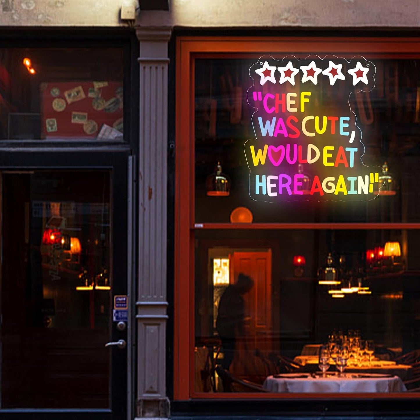 Chef Was Cute Would Eat Here Again Neon Signs Dimmable Led Kitchen Neon Light Wall Decor for Kitchen,Home Funny Gifts for Chef, Family, Friends,Oneself-12.8 x 12.2 IN-USB Powered-Acrylic