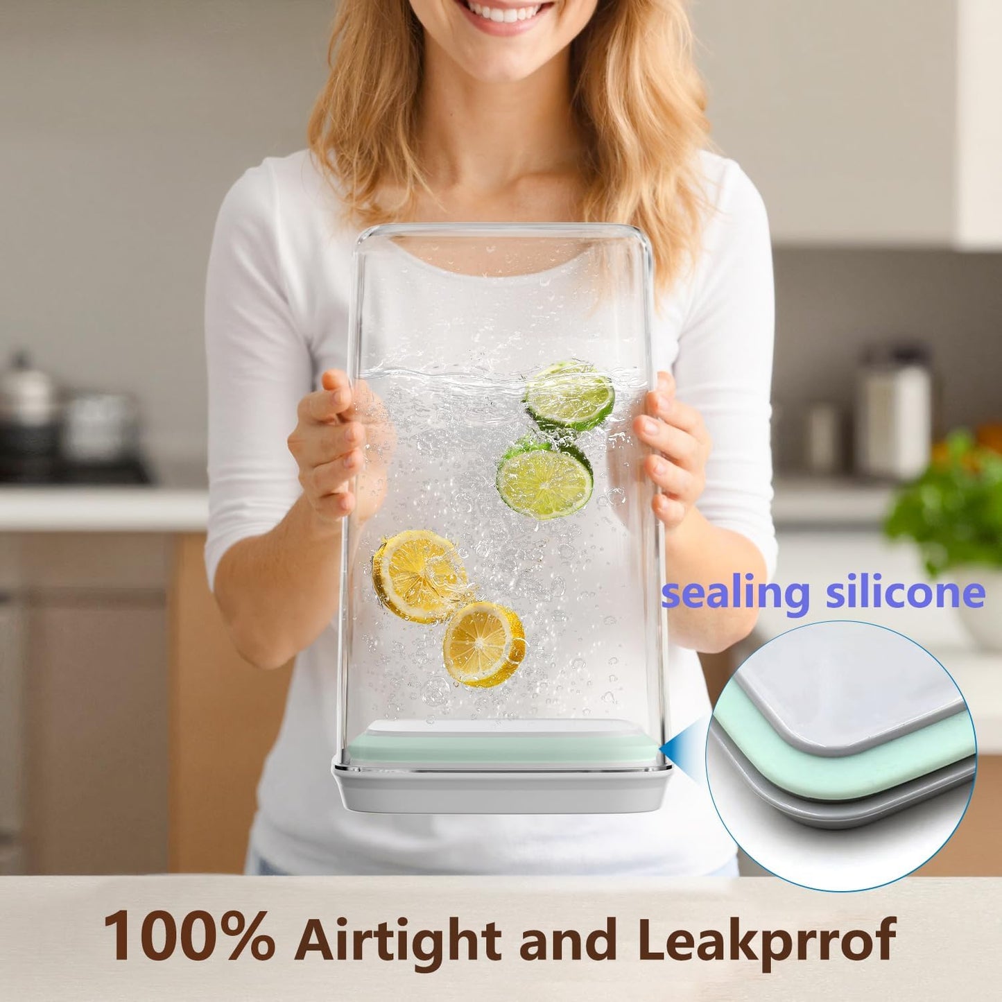 Large Pop Airtight Food Storage Containers Set with Lids 4.2Qt/4L Food Containers with Scoop, Kitchen Pantry Organization and Storage, BPA Free Stackable Cereal Container (4 * 4.2Qt)