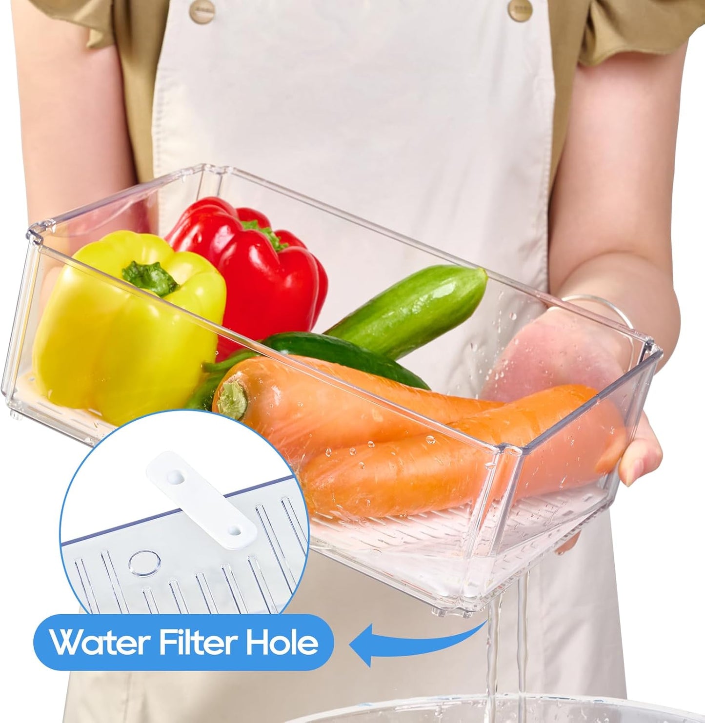 JollyPack 14 Pack Fridge Organizers, Refrigerator Organizer Bins with Lids, BPA Free Stackable Fruit Storage Containers for Fridge, Vegetables, Food and Drinks