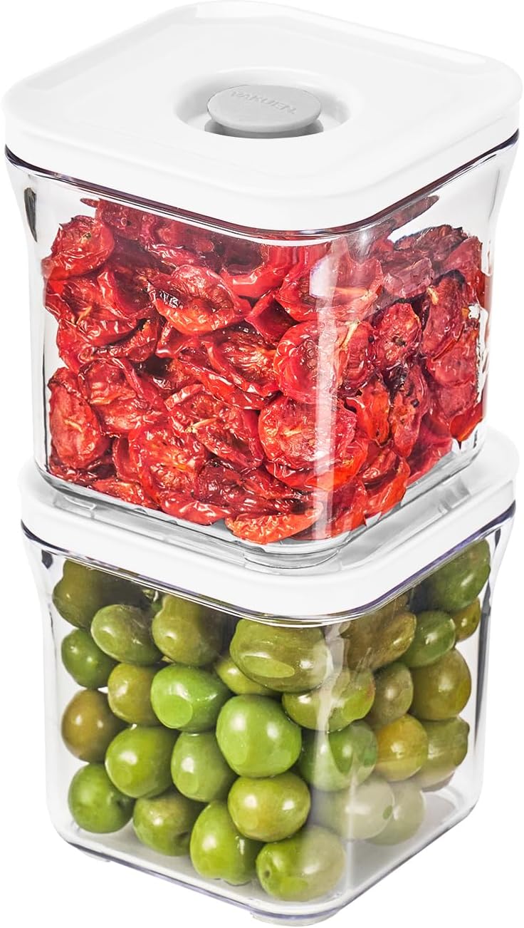 VAKUEN Premium Airtight Food Storage Containers, 2PC-SET(0.53qt), Smart One-Click Seal Lid, Patented Double Silicone Lining, 100% Leak Proof, BPA-FREE, Dishwasher, Freezer & Microwave Safe