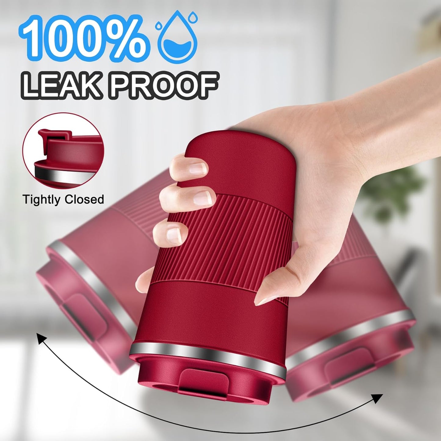 Coffee Travel Mug 12oz Insulated Coffee Mug with Lid Portable Spill-Proof Coffee Travel Mug No Handle Reusable Stainless Steel Mug Keeps Cold and Hot Suitable for Car, Daily, Travel and Gifts