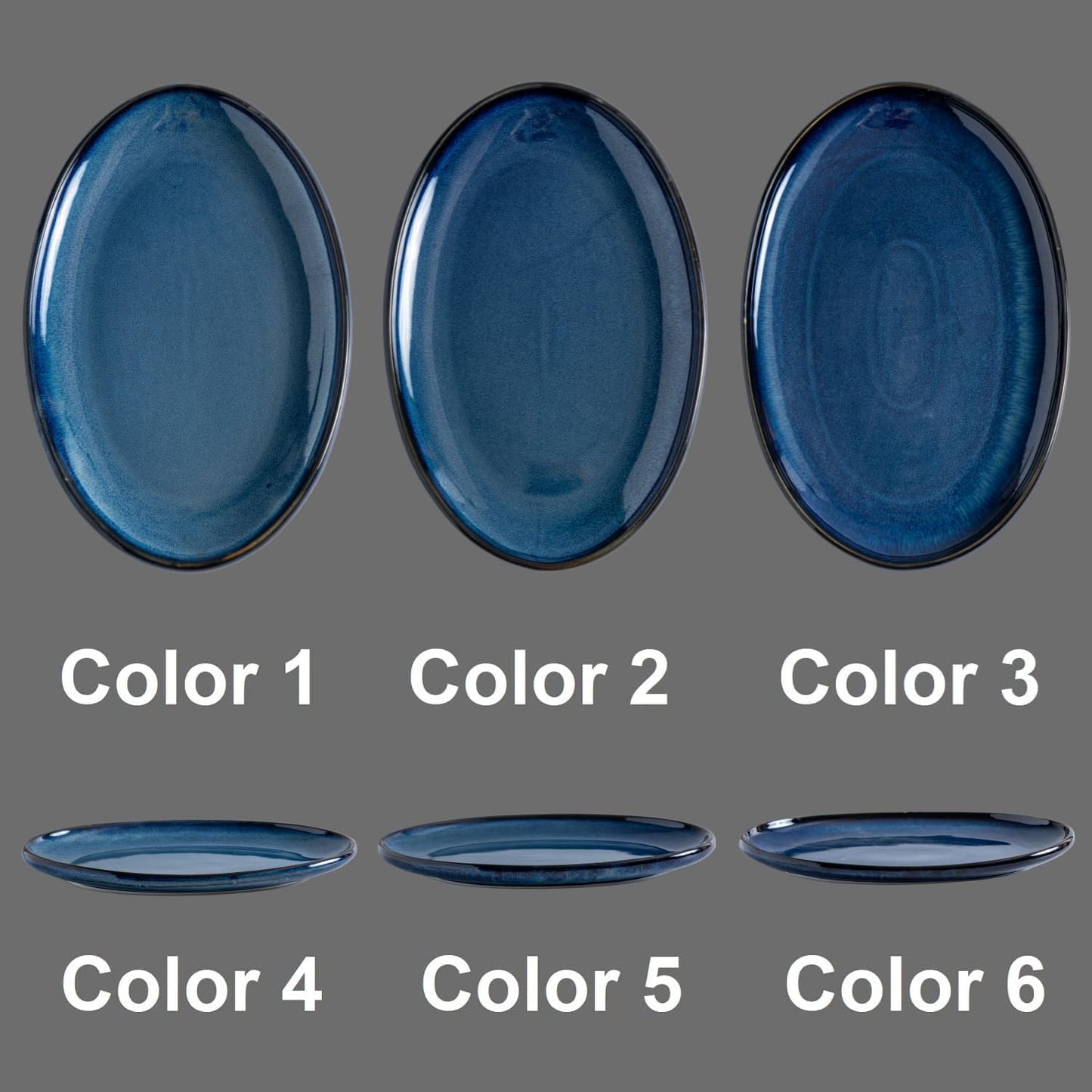 Ceramic Large Serving Platters- Set of 3 Oval Platters for Entertaining. Modern Kitchen Dishes for Dinner, Fruit, Salad, Turkey, etc. Oven, Dishwasher Safe, 15.75" / 13.75" /12",Royal Blue