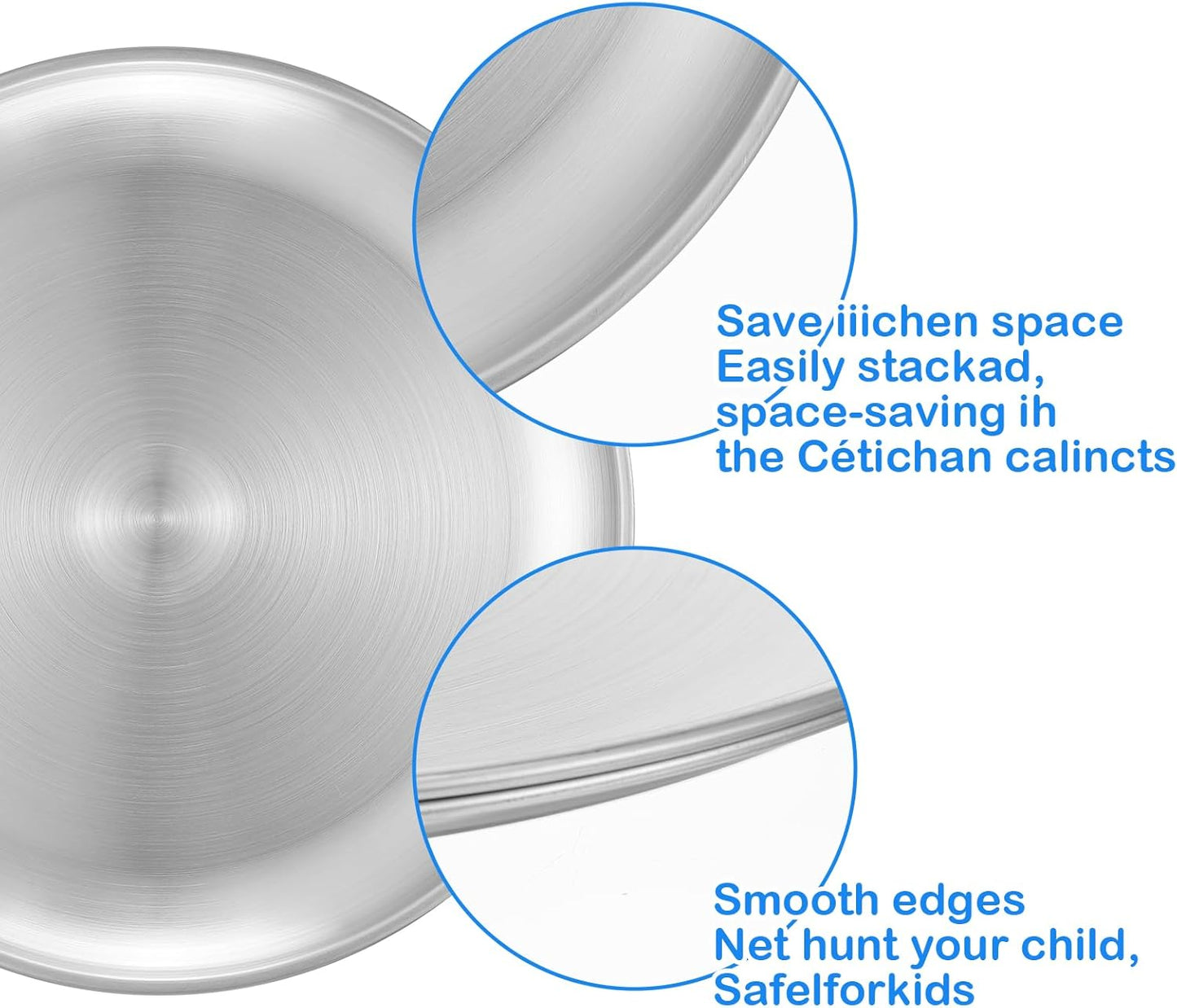 10Pcs Stainless Steel Dinner Plates, 10" Round Salad Plates, Serving Plate for Home Kichten, Outdoor Camping, Snack, Pizza and BBQ