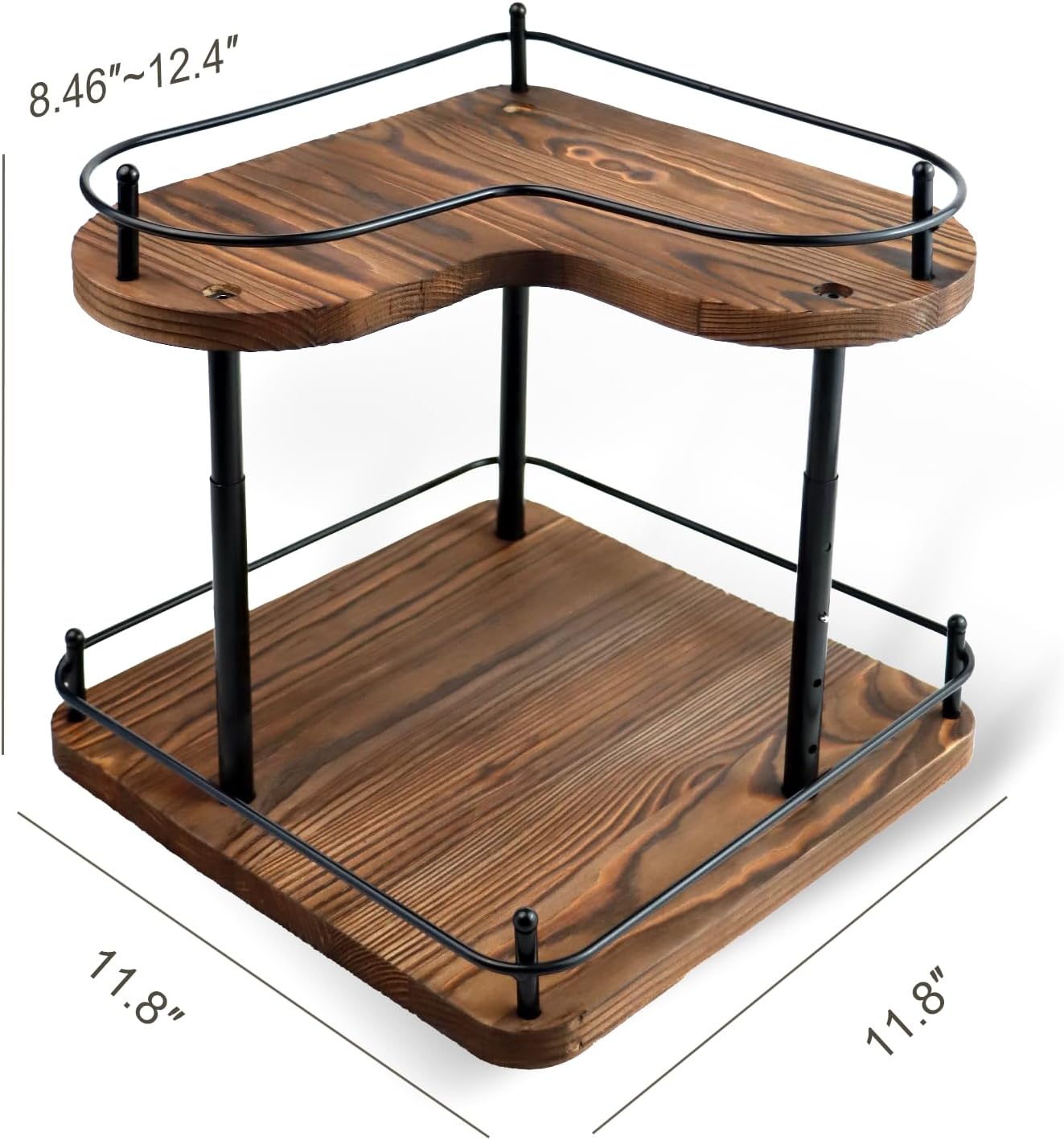 Wooden Spice Rack Organizer Lazy Susans Rotating Countertop 2 Tiered Display Shelf Kitchen Adjustable Height Spinning Spice Rack 11.8INCH Large Capacity Pine Wooden