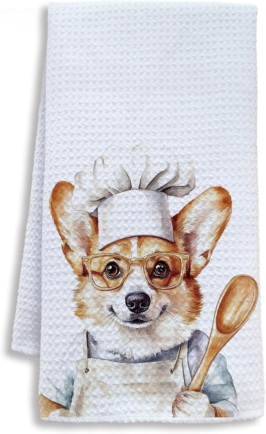 Funny Corgi Dog Kitchen Towels, Gifts for Corgi Lovers Women Men Dish Tea Towels for Kitchen, Dog Lovers Mom Dad Owner Gifts Decorative Hand Towels, 16x24 Inch