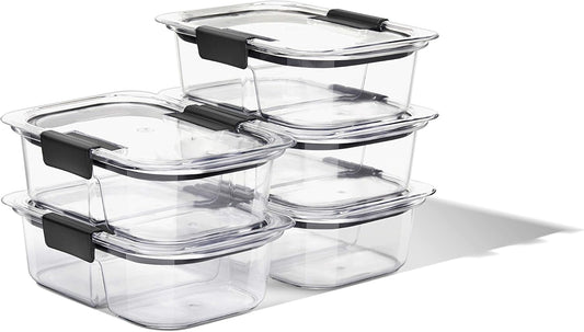 Rubbermaid Brilliance Meal Prep Containers, 2-Compartment Food Storage Containers, 2.85 Cup, 5-Pack, BPA-Free, Clear/Grey