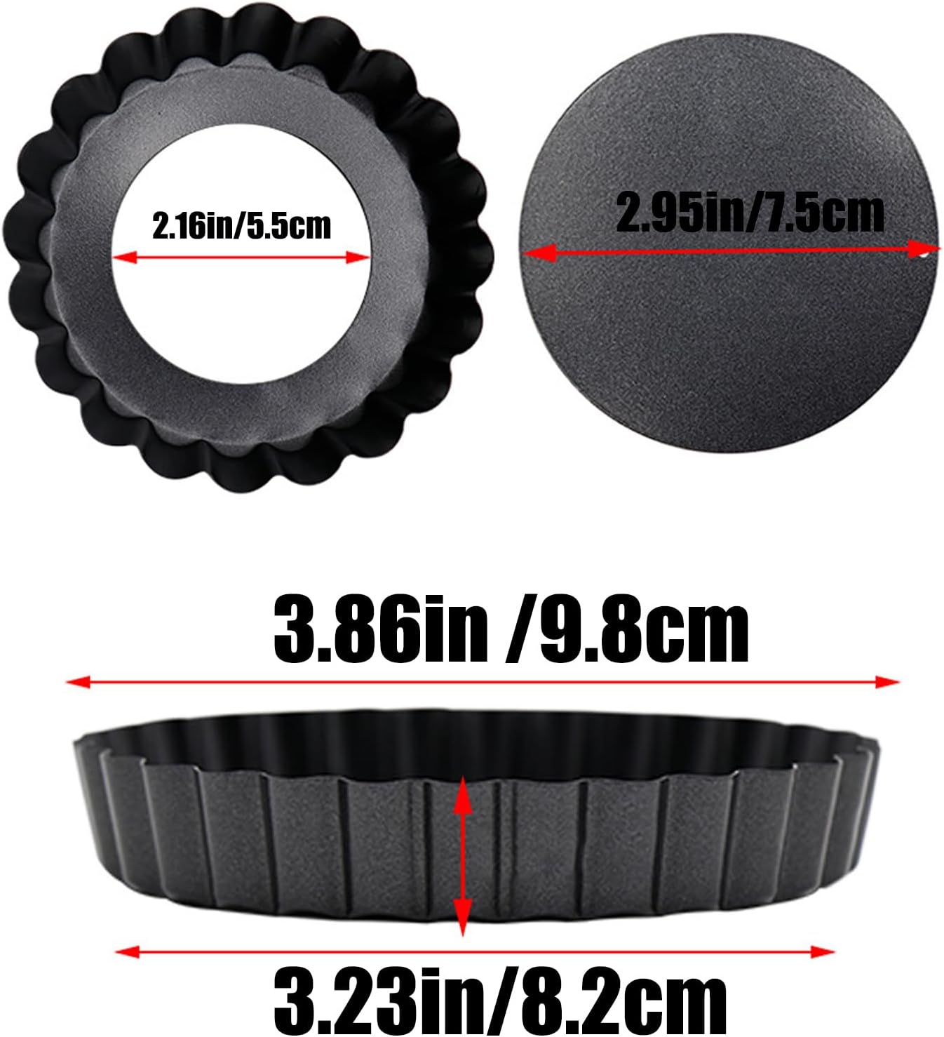 Mantouxixi 4 Inch 12 Packs Egg Tart Molds with Removable Bottom, Non-Stick Pan Carbon Steel Pie EggTart Molds, Muffin Cupcake Pudding Baking Cakes Cup Maker