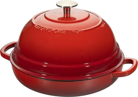 Enameled Cast Iron Dutch Oven Pot with Lid, Round Bread Oven for Homemade Sourdough Bread Baking, 6 Quart, Red