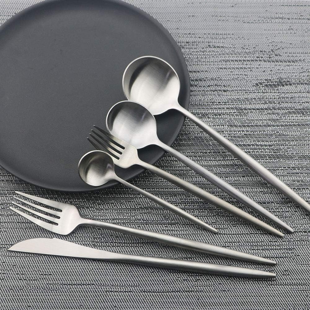 JASHII Luxury Flatware, Silverware Sets, 6-pieces Elegant Cute 18/10 Stainless Steel Silverware Set for Eating Home Kitchen Hotel Restaurant, Service Sets for 1 People, Dishwasher Safe