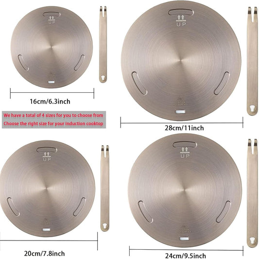 7.9 Inch Induction Converter Heat Sink Ring Plate, Stainless Steel Heat Sink Induction Plate with Stainless Steel Handle Converter