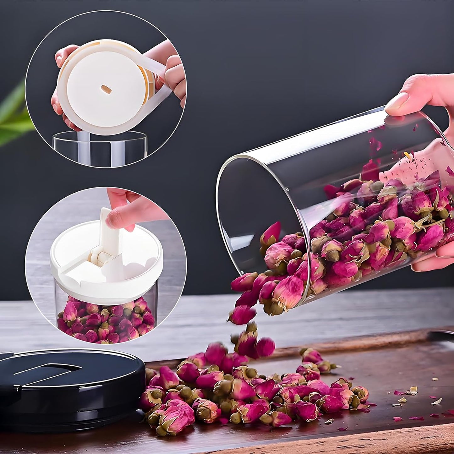 47 oz Glass Storage Containers with Lids, Glass Jars with Airtight Lids, Wide Mouth Mason Jars, Food Storage Container for Cookie Flour Oat Pasta Tea Coffee Bean (White 2 Pack)