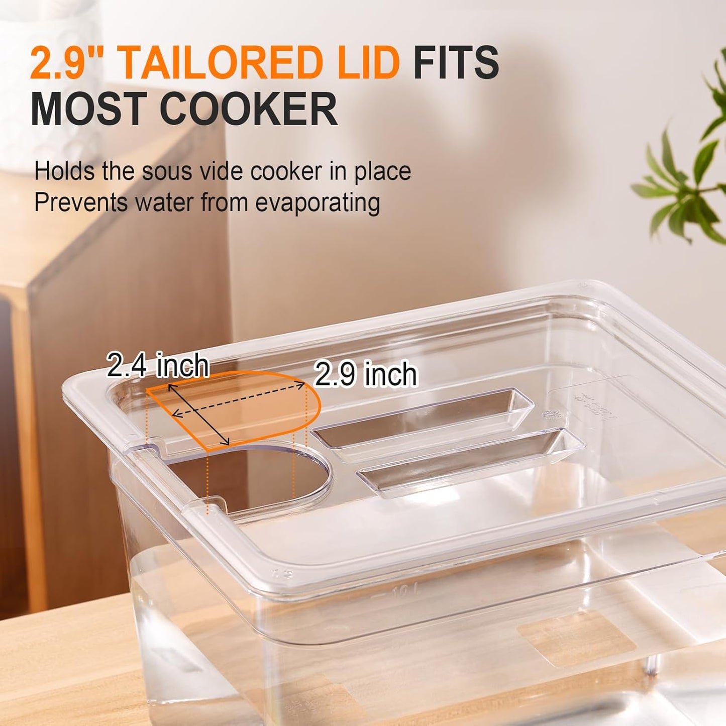 HOMENOTE Sous Vide Container 12 Quart With Lid,BPA Free Complete Accessories For Anova and Most Sous Vide Cookers,Anova Container Kit