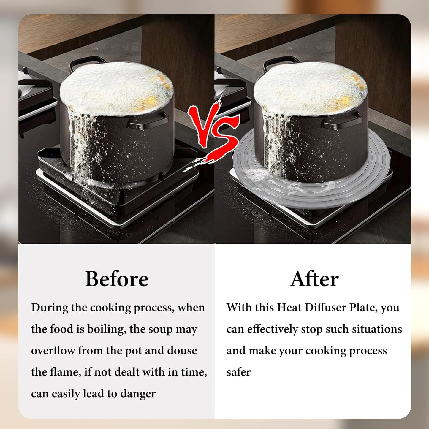 2 Pack Gas Stove Heat Diffuser Plate, Round Fast Defrosting Tray Aluminum Non-Stick Coating Cookware Simmering Thawing Plate Conduction Multifunctional, Flame Guard Protection Stovetop (9.3 inch)