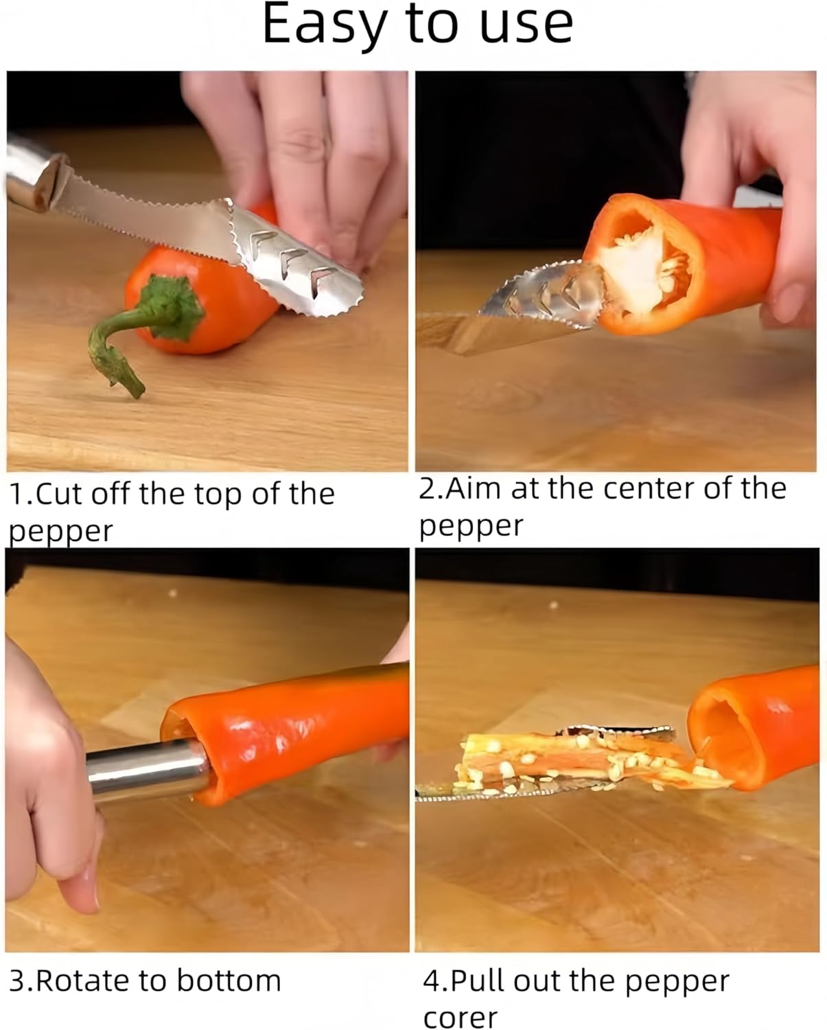 Jalapeno Pepper Corer Seed Remover,Stainless Steel Jalapeno Popper Cutter Vegetable Tomato Apple Corer Tool for Family Kitchen-0.79 * 8.6In