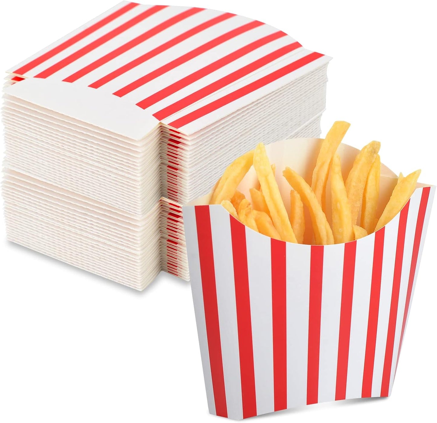 200 Pack 4oz Red French Fry Containers - Small Disposable Charcuterie Cups, Kraft Paper Takeout Boxes for Wedding, Birthday, Carnival Party