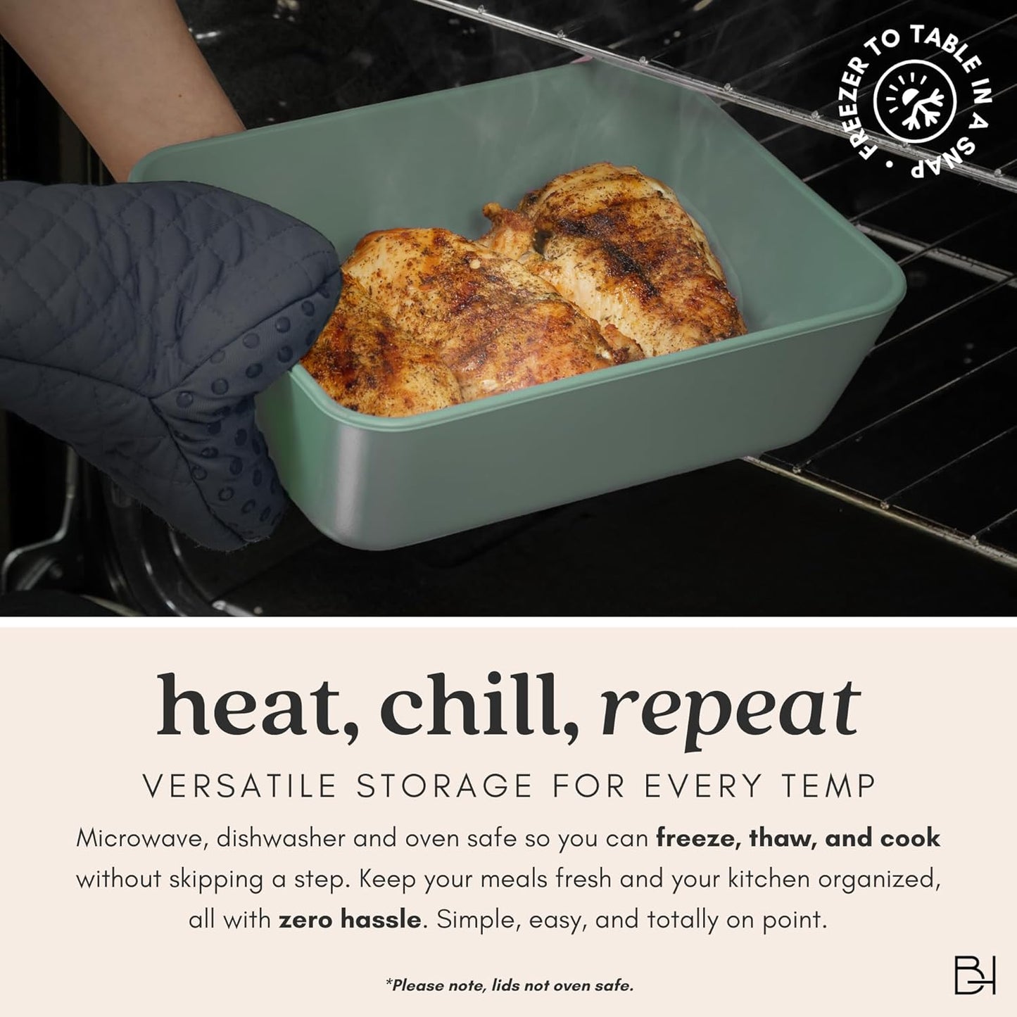 Ceramic Coated Glass Food Storage Container | No PTFE, PFOA, PFAS, and BPA | Reusable Non Toxic Meal Prep Container with Glass Lid | Easy To Store | 8 Cup Square [Willow]