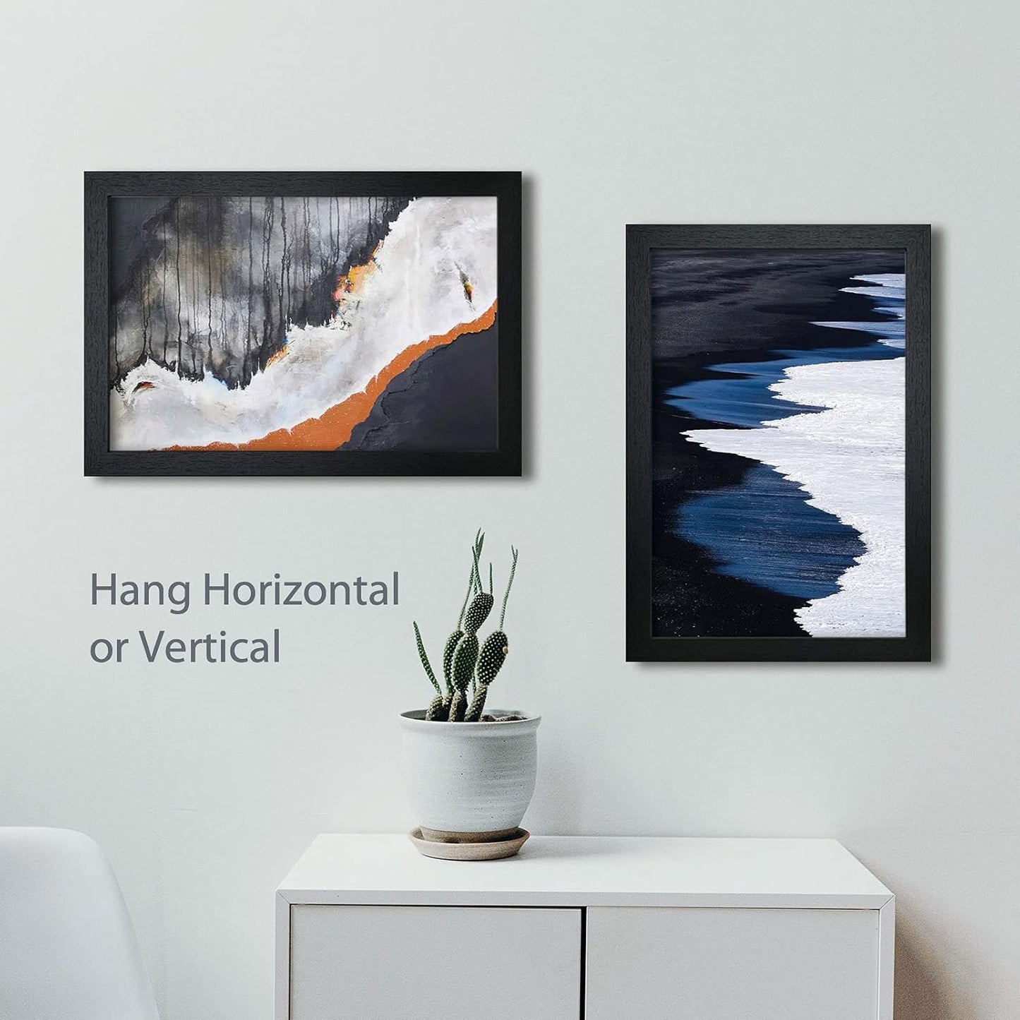 VCK 13x19 In Poster Frame Black Wood with Plexiglass Set of 5 Picture Frames without Mat for Wall Decoration