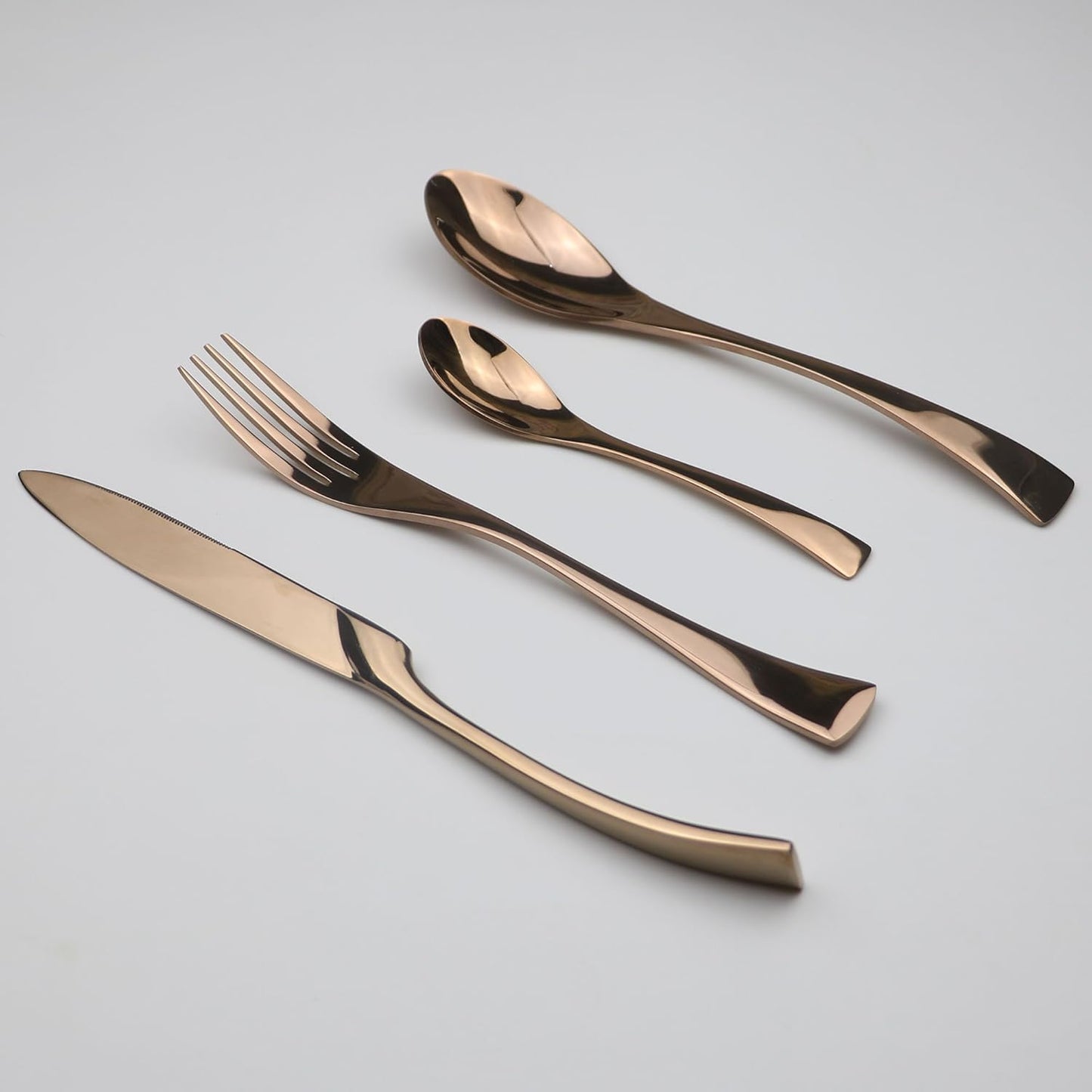 Luxury 4-Piece 18/10 Stainless Steel Flatware Set, Mirror Polishing Rose Gold