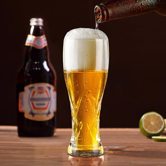 Beer Glasses Set of 2,17 oz Glasses Drinking Set, Craft Beer Glasses for Freezer Supply Aroma Retention, Tall Beer Cups, Mugs and Glassware Gifts for Men