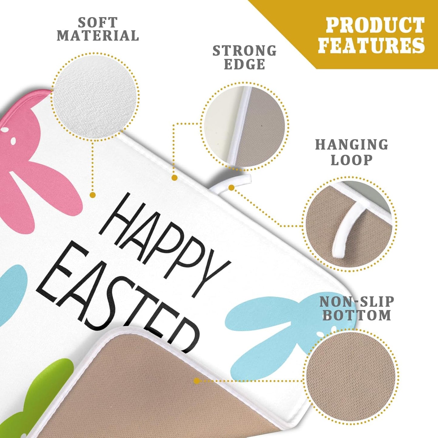 Spring Easter Dish Drying Mats for Kitchen Counter 16×18 Inch Cute Bunny Rabbit Small Microfiber Drying Mat Kitchen Accessories Dish Rack Mat Drainer Pad Washable Absorbent