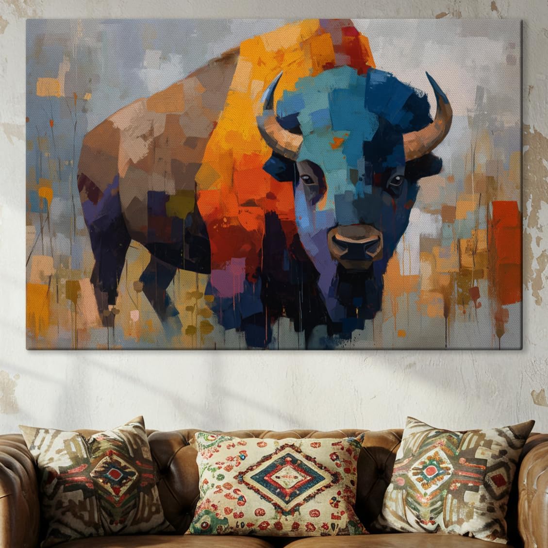 Wildlife Canvas Prints - Wild Animals Home Decor - Medium, Large, and Extra Large Wall Art for Living Room, Bathroom, Kitchen (Fragmented Power, 43L" x 65W")