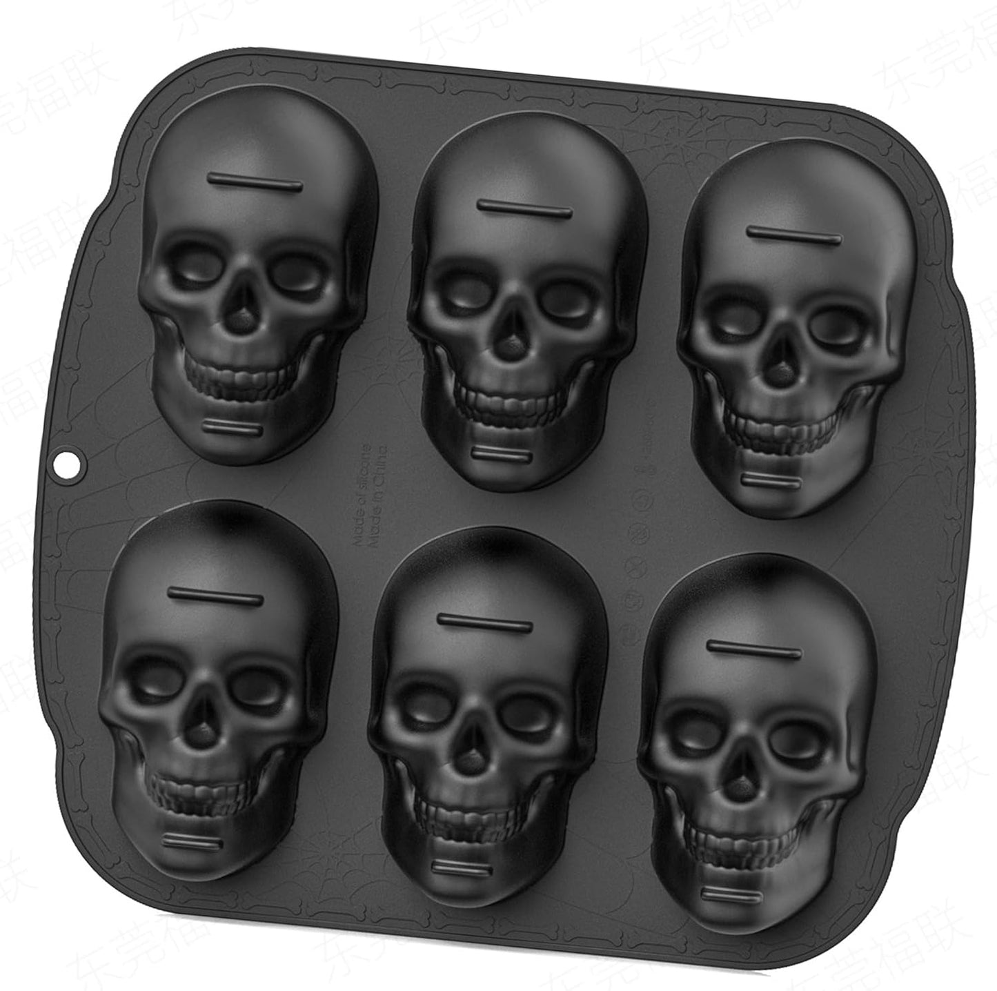 Kundalini Halloween Skull Silicone Pan 6 Pirate Skull 3D Silicone Cake Pan Black