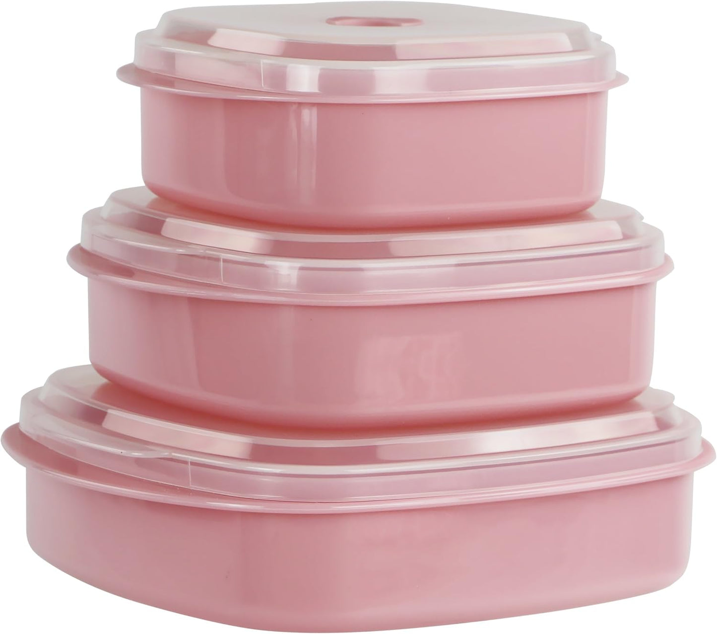Reston Lloyd Nesting Microwave Containers, Set of 3, Adjustable Steam Vents, Airtight, Meal Prep, Durable BPA-Free Plastic- Freezer & Dishwasher Safe, Cookware & Food Storage, Anyday Cookware, Pink