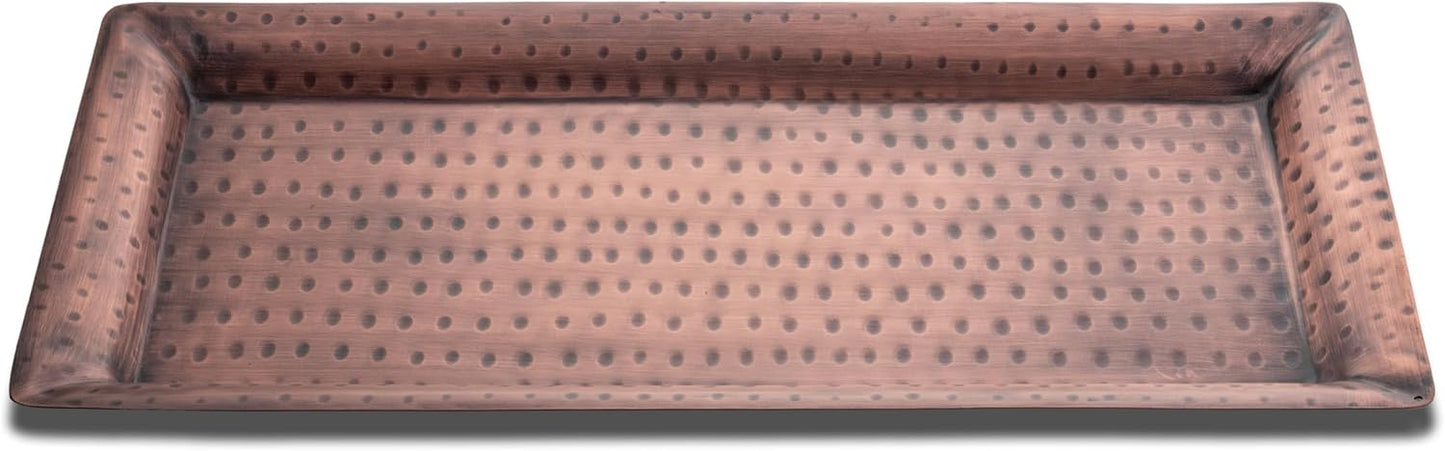 Monarch Abode Hand Hammered Metal Serving Tray, 16-Inch Antique Copper Finish – Rectangle Serving Platter, Large Serving Tray for Party, Fruit Platter, Dessert Trays, Serving Dishes