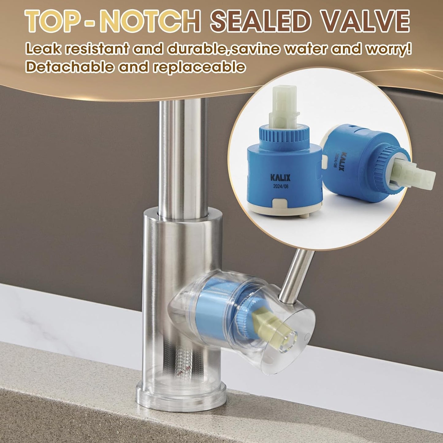 Kitchen Faucet with Sprayer Soap Dispenser Brushed Nickel Stainless Steel Single Handle 1 or 3 Hole Dual Function Spring Commercial Kitchen Faucets for Farmhouse Camper Laundry Rv Bar