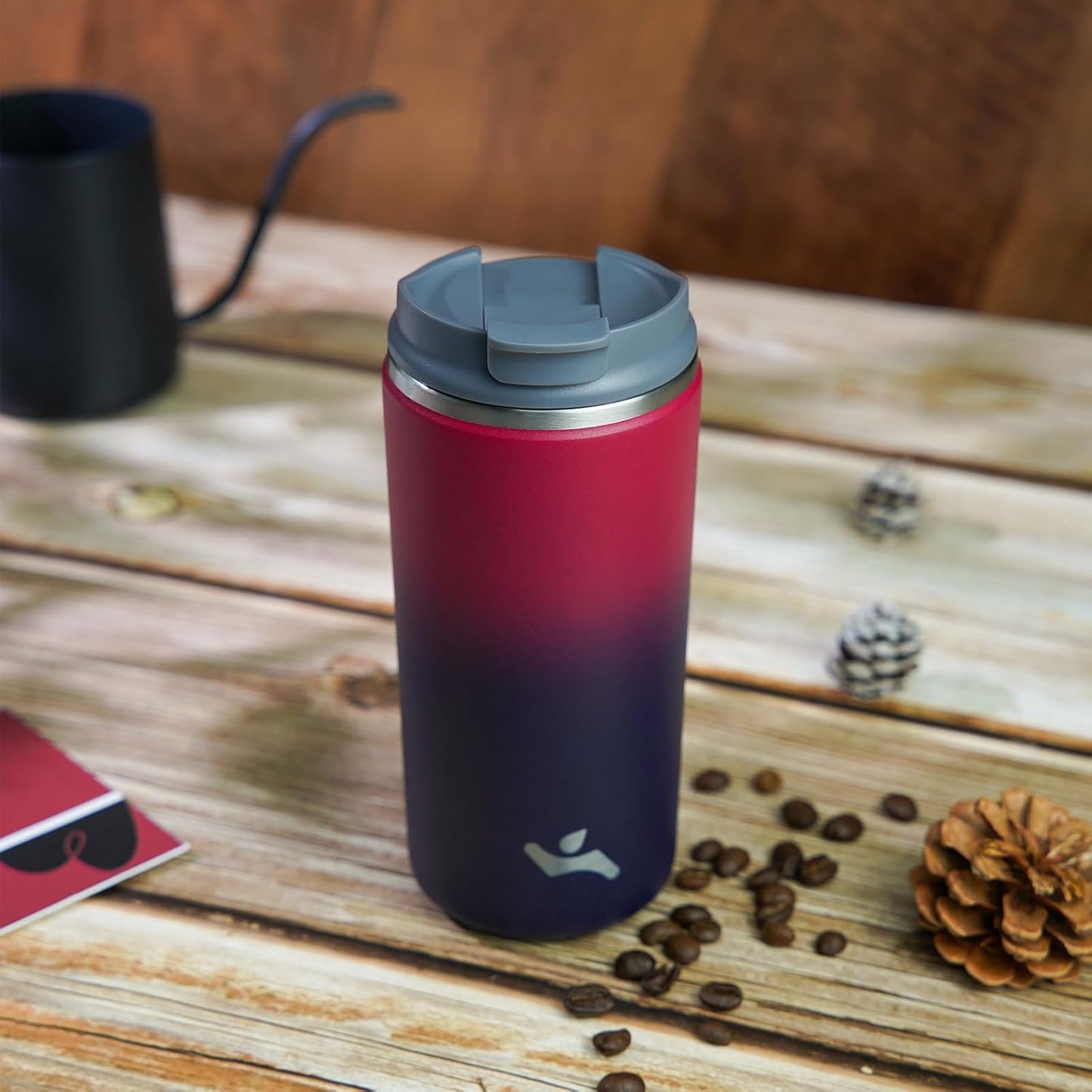 Tumbler with Lid, 12 oz Travel Coffee Mug Double Wall Vacuum Stainless Steel Thermal Metal Cup Insulated Water Bottle,Rosy Red