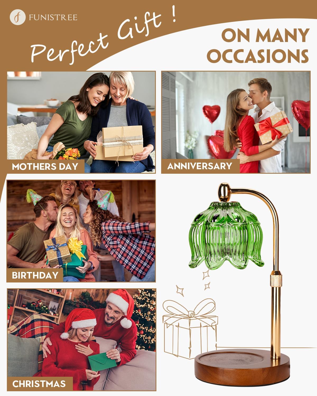 Candle Warmer Lamp with Timer Dimmable, Adjustable Height, Birthday Gifts for Women Mom, House Warming Gifts New Home Room Decor, Christmas Gifts,Wax Warmer Lamp for Jar Candles with 2 Bulbs