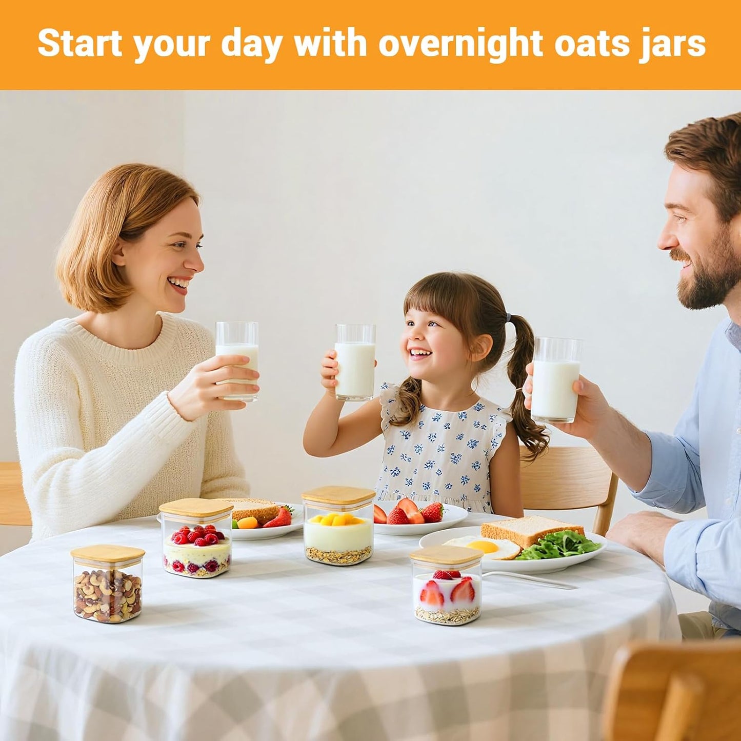 Square Glass Jar with Lid, 2 Pack 24 Fl.oz Glass Jars with Bamboo Lids, Clear Airtgiht Flour Sugar Storage Containers for Coffee, Tea, Cereal, Candy - Included Labels, Marker and Spoon