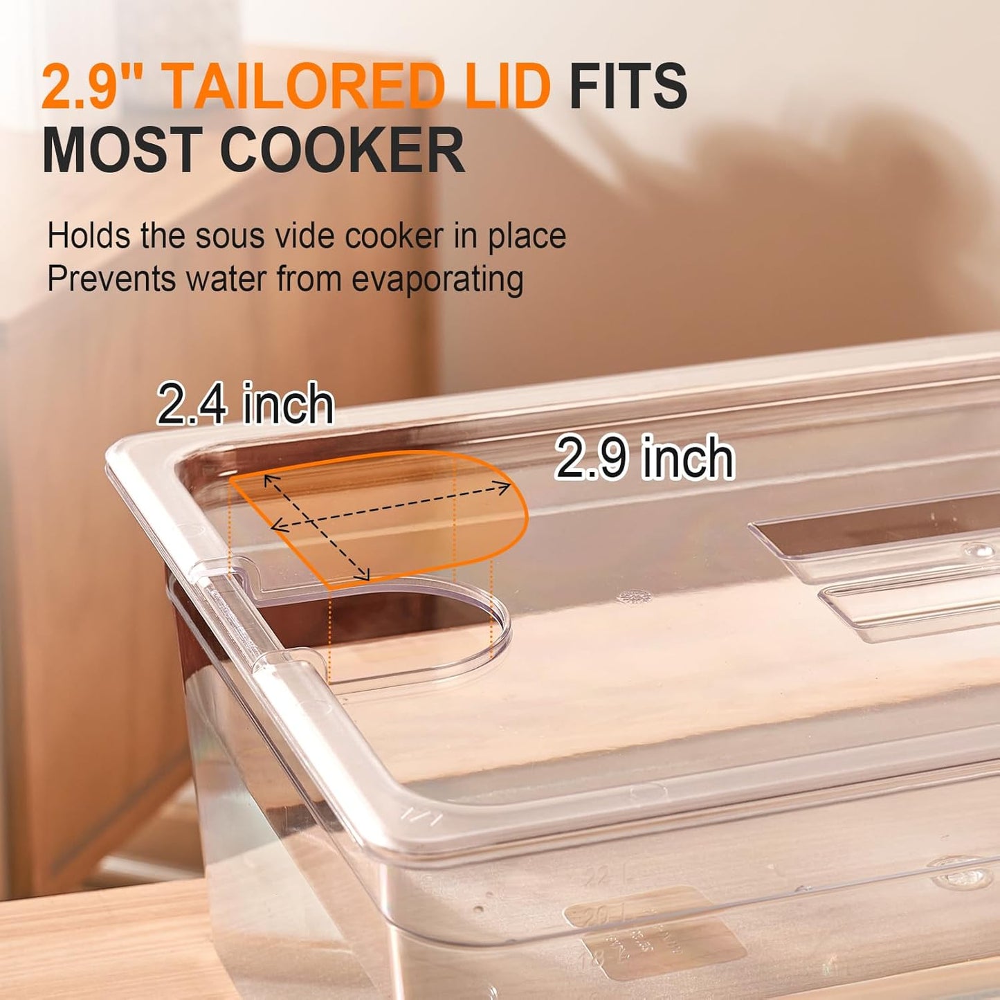 HOMENOTE Large Sous Vide Container 26 Quarts with Lid, Neoprene Retains Heat, Complete Sous Vide Accessories Kit BPA Free,Compatible with Anova and Most Sous Vide Cookers（Comes with 2 Sous Vide Racks and Insulating Sleeve）