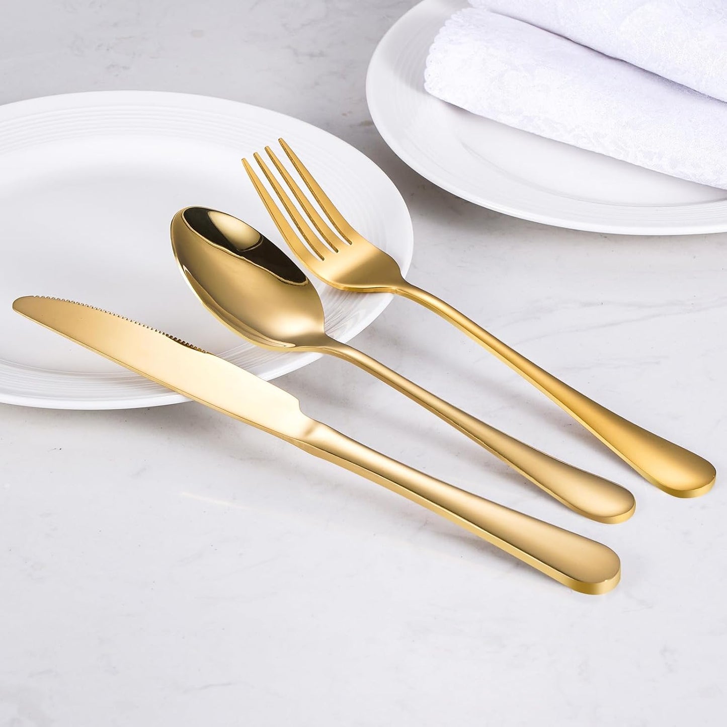 60-Pcs Gold Silverware Set - Stainless Steel Flatware Cutlery Set Service for 20, Mirror Polished Gold Flatware Set Include Forks Spoons Knives for Home, Wedding, Restaurant, Dishwasher Safe